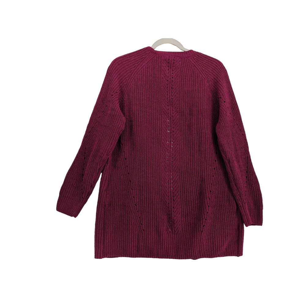 Members Mark Chenille Cardigan Sweater M Raspberry Red Open Front Cutouts‎ Soft - Picture 3 of 12